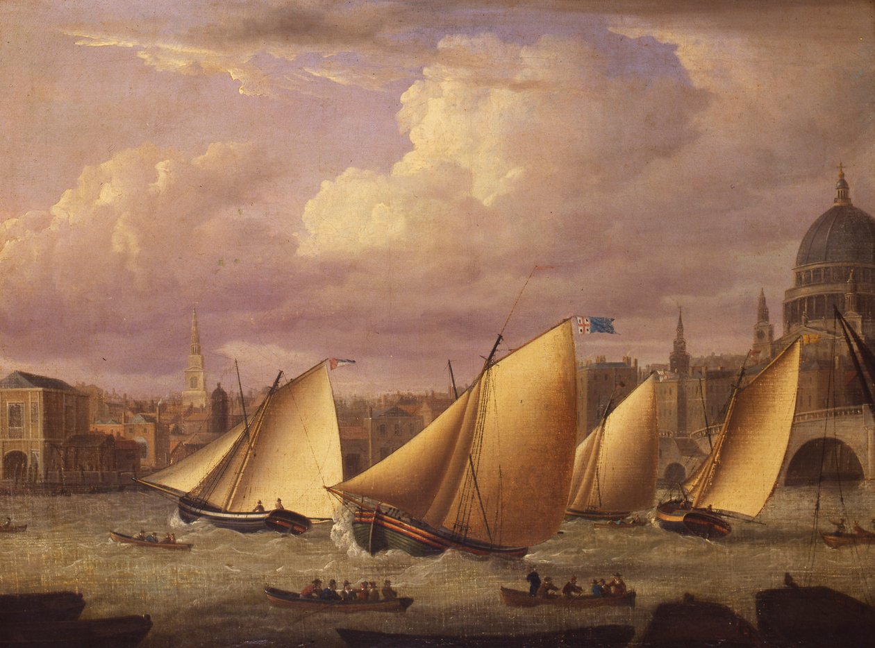 Cumberland Filosu, Londra Köprüsü üzerinde yarışıyor, 1782 by Unknown