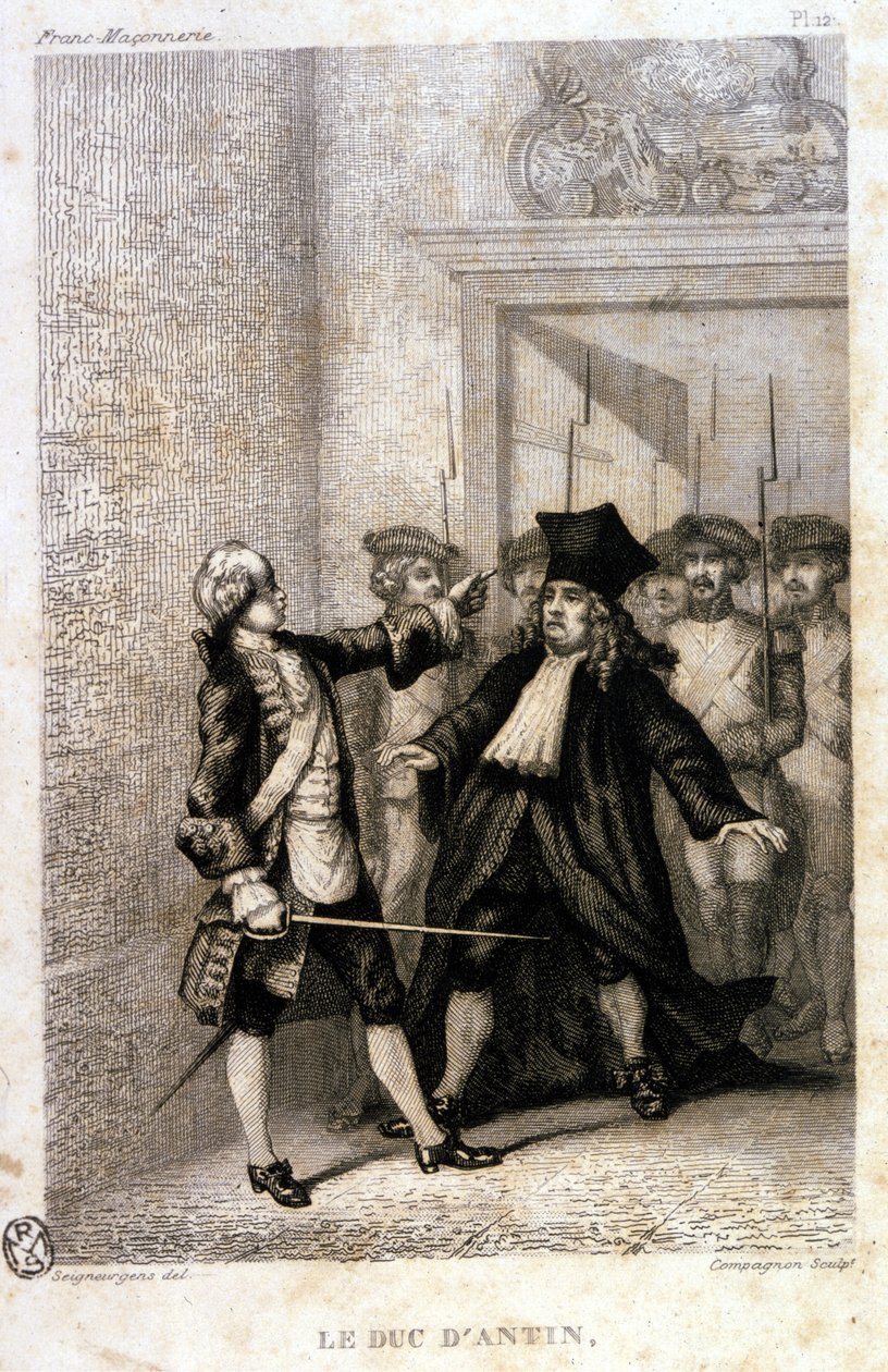 İl Mason Büyük Locası'nda Antin Dükü (Louis Antoine de Pardaillan de Gondrin, Marquis, sonra Antin Dükü) (1665-1736). by Unknown artist