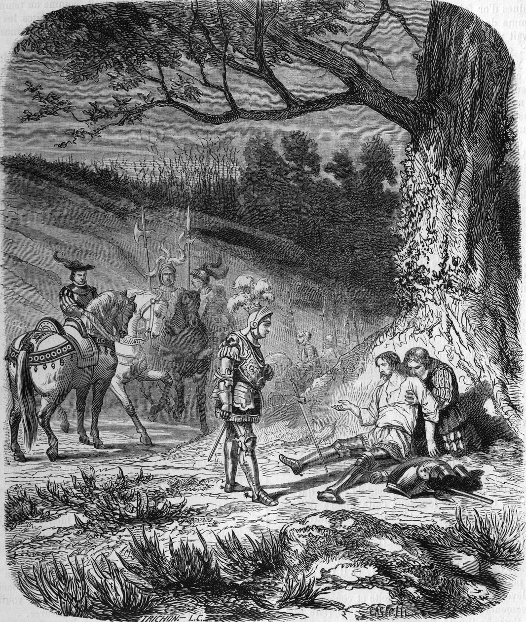 Bourbon Dükü ve Bayard ölüyor by Unknown artist
