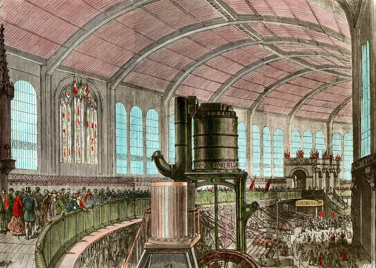 19. yüzyılın 1867 Evrensel Sergi Gravür de Eyfel Makine Galerisi by Unknown artist