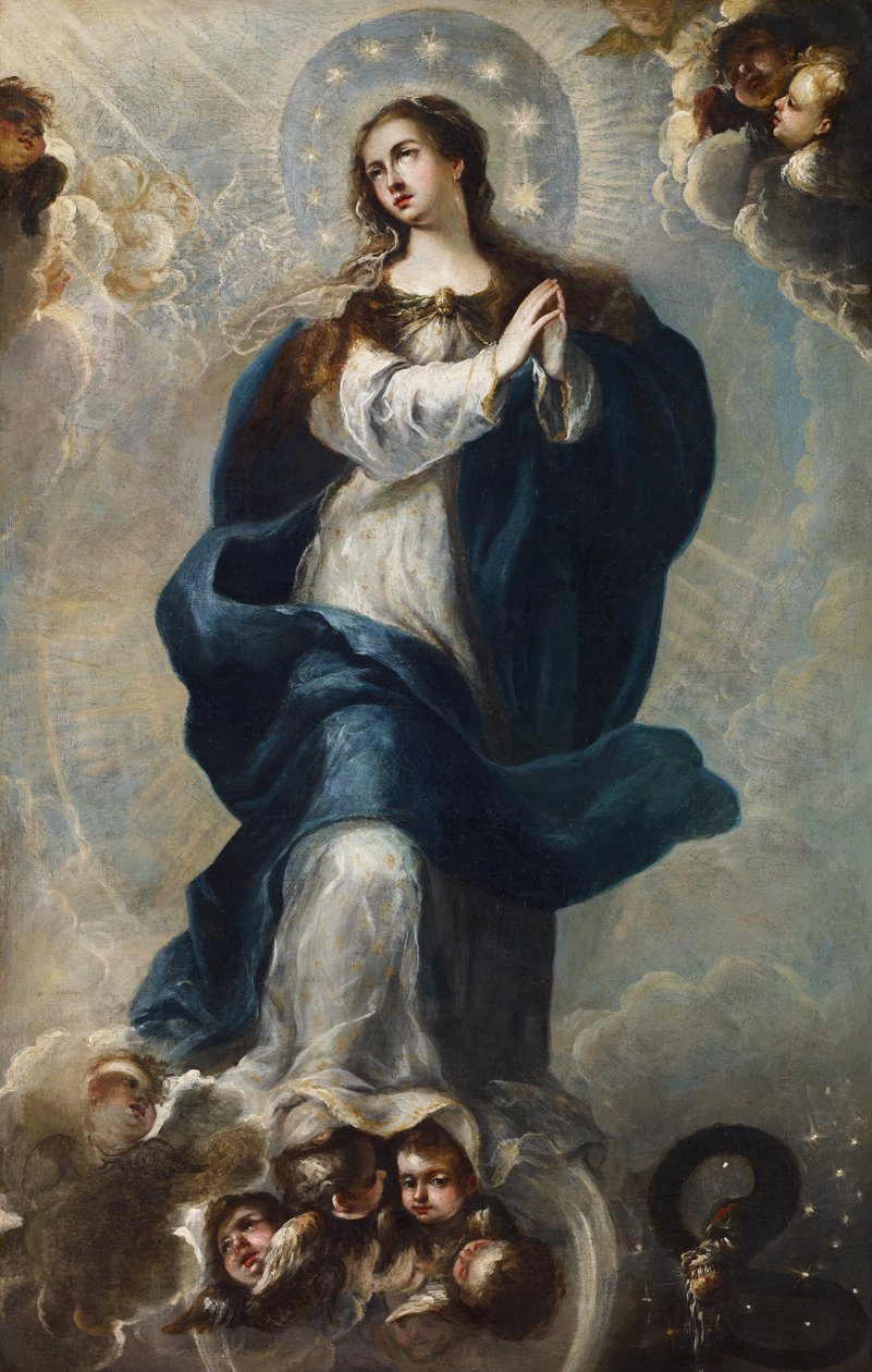 Immaculate Conception - Anonim - 17. yüzyılın ortaları. - Tuval üzerine yağlı boya - 165x106,5 - Museo Carmen Thyssen, Malaga by Unknown artist