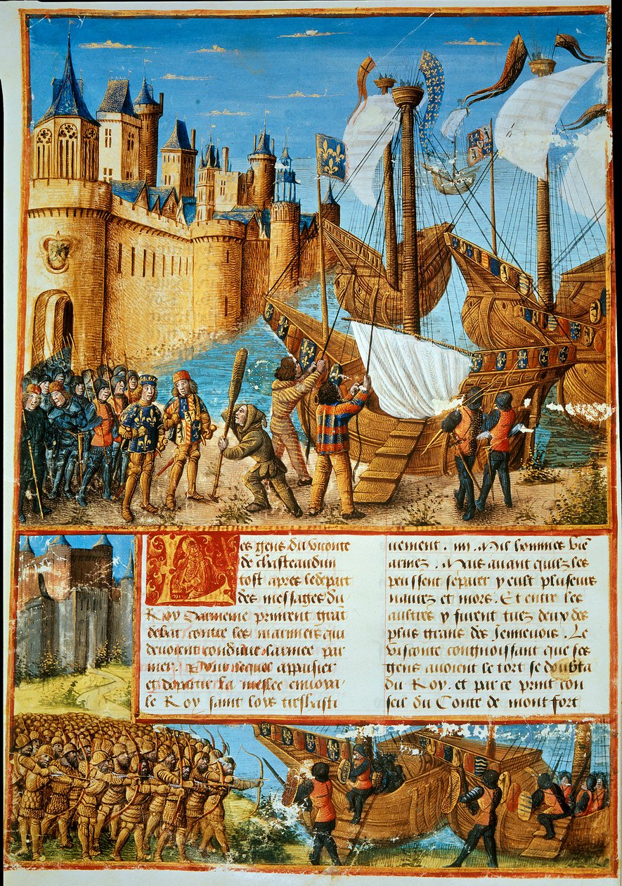 Fransa Kralı Louis IX (Saint Louis) (1214-1270) yedinci haçlı seferine başladı. Sebastien Mamerot