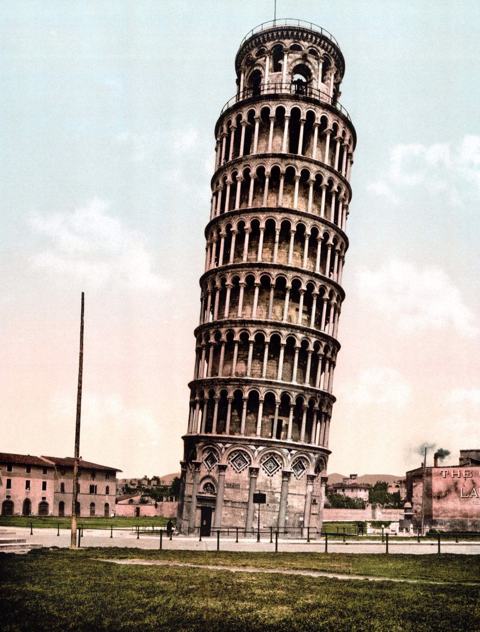 Eğik Pisa kulesi. 19. yüzyılın sonundan gravür. by Unknown artist