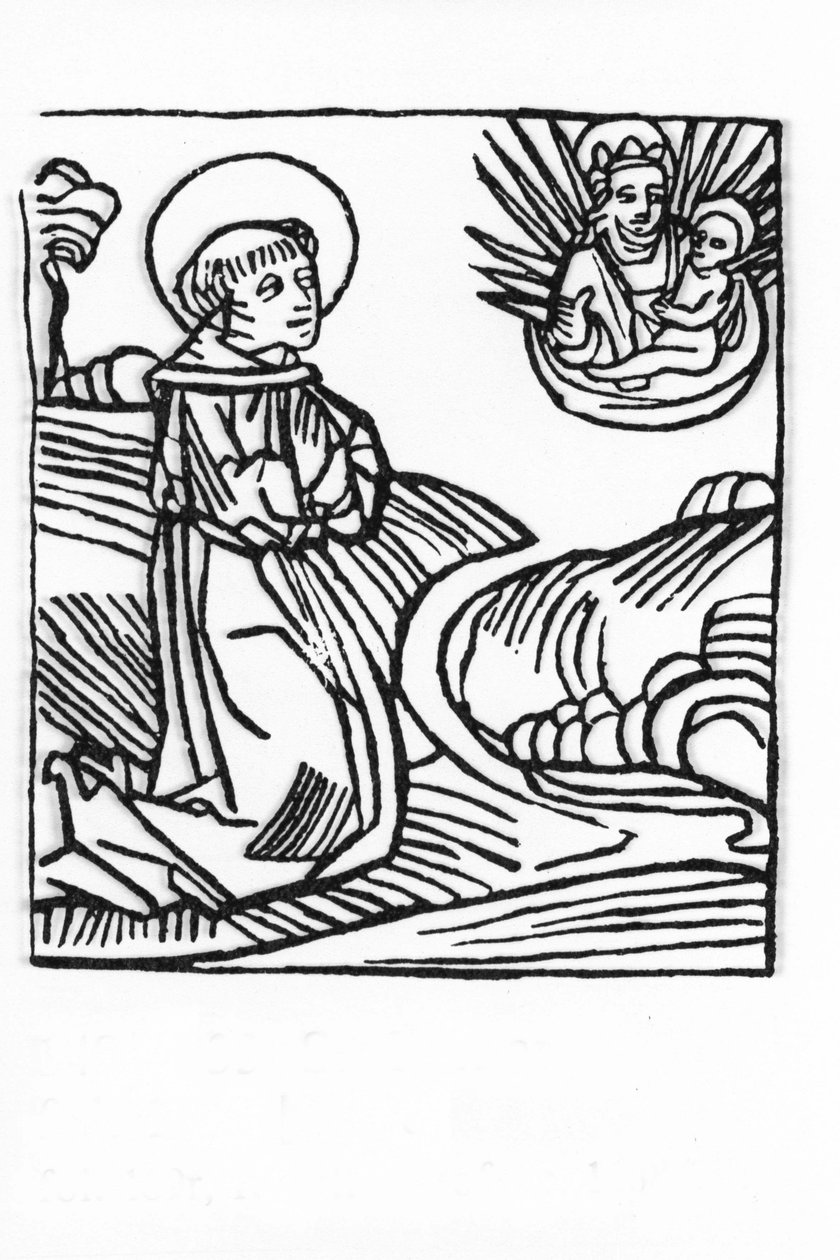 Saint Bernard de Menthon'un Hayatı (923 - 1008). Voragine'li Jacobus (James) (1228-1298) tarafından yazılan “Azizlerin Yaşamları - yaz bölümü”nden (Azizin kitabı) gravür. Lübeck 1488. by Unknown artist