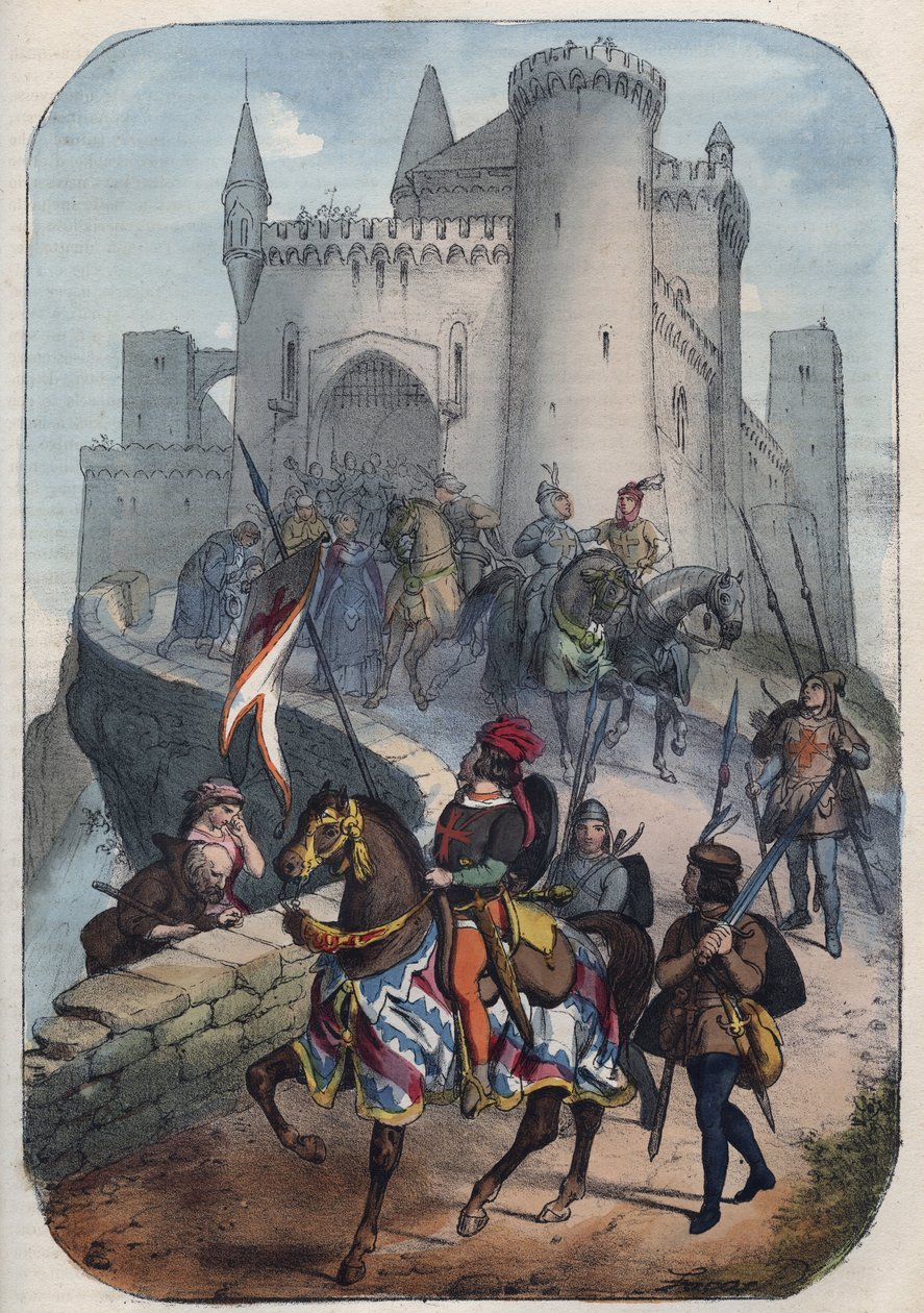 Lombardlar, 11. yüzyılın sonunda ilk Haçlı Seferi için yola çıkarlar - by Unknown artist