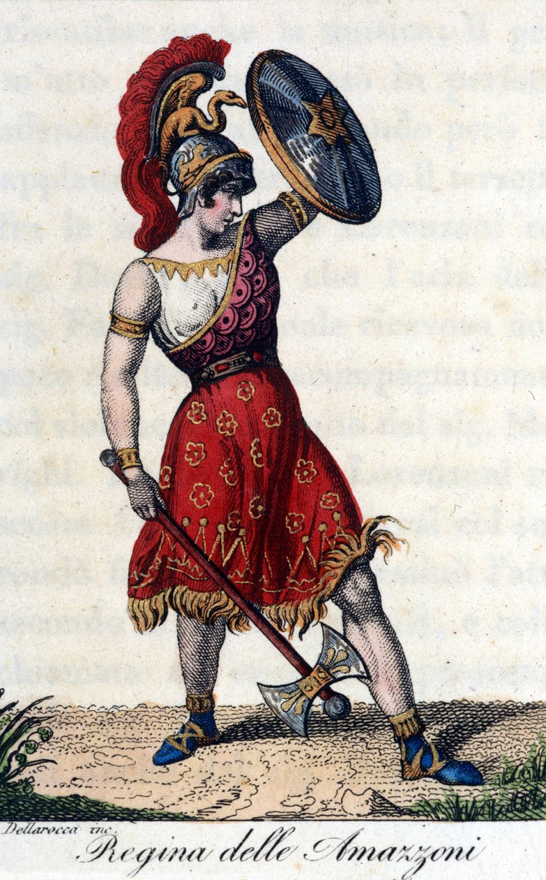 Amazonların Kraliçesi. Bir opera kitapçığının çizimi. 19. yüzyıl. by Unknown artist