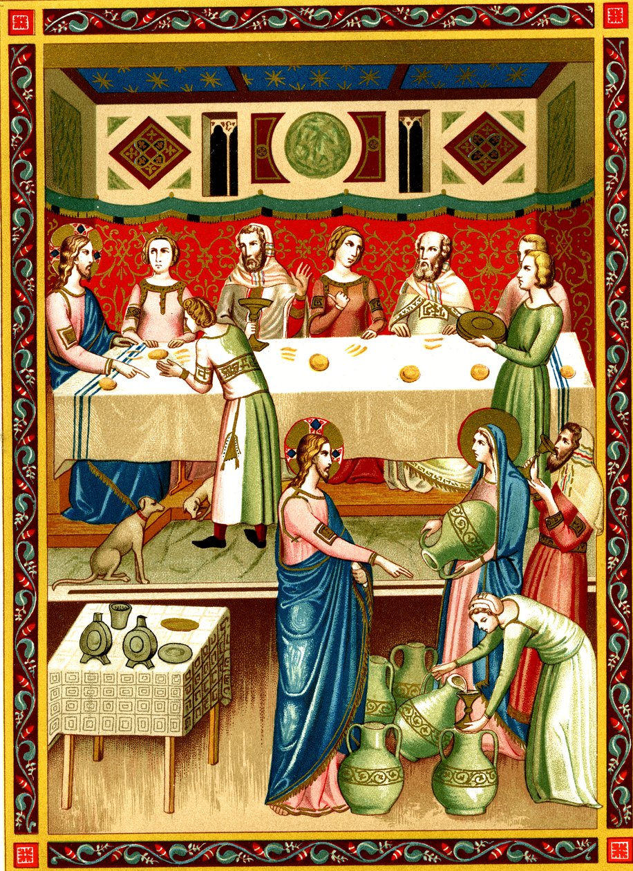 Cana'da Düğün ziyafeti, 14. yüzyıldan kalma bir el yazmasından minyatür by Unknown artist