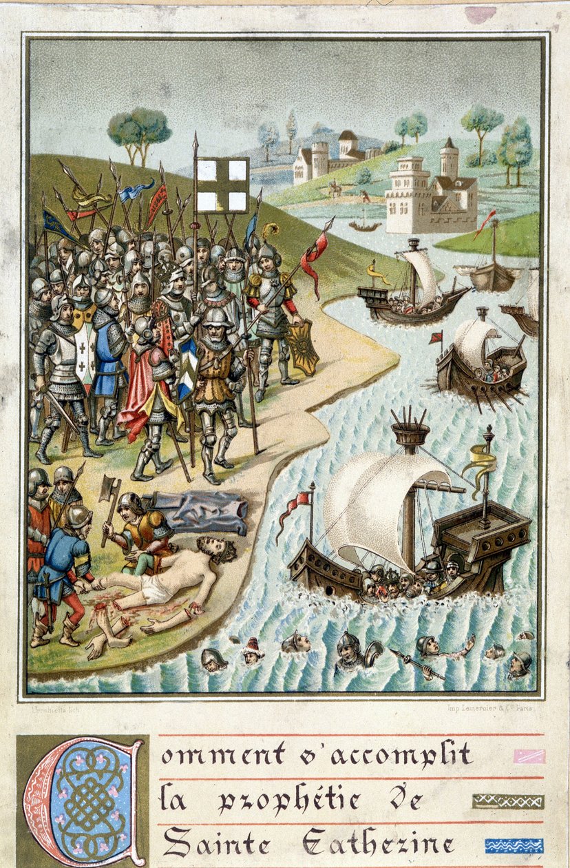 Aziz Catherine peygamberliğinin başarısı - 19. yüzyılın gravürü by Unknown artist