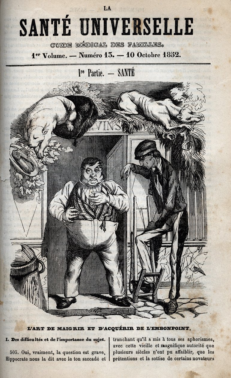 Kilo verme ve kilo alma sanatı - gravür “La Sante Universelle - Guide Medical des Familles” 1852 by Unknown artist