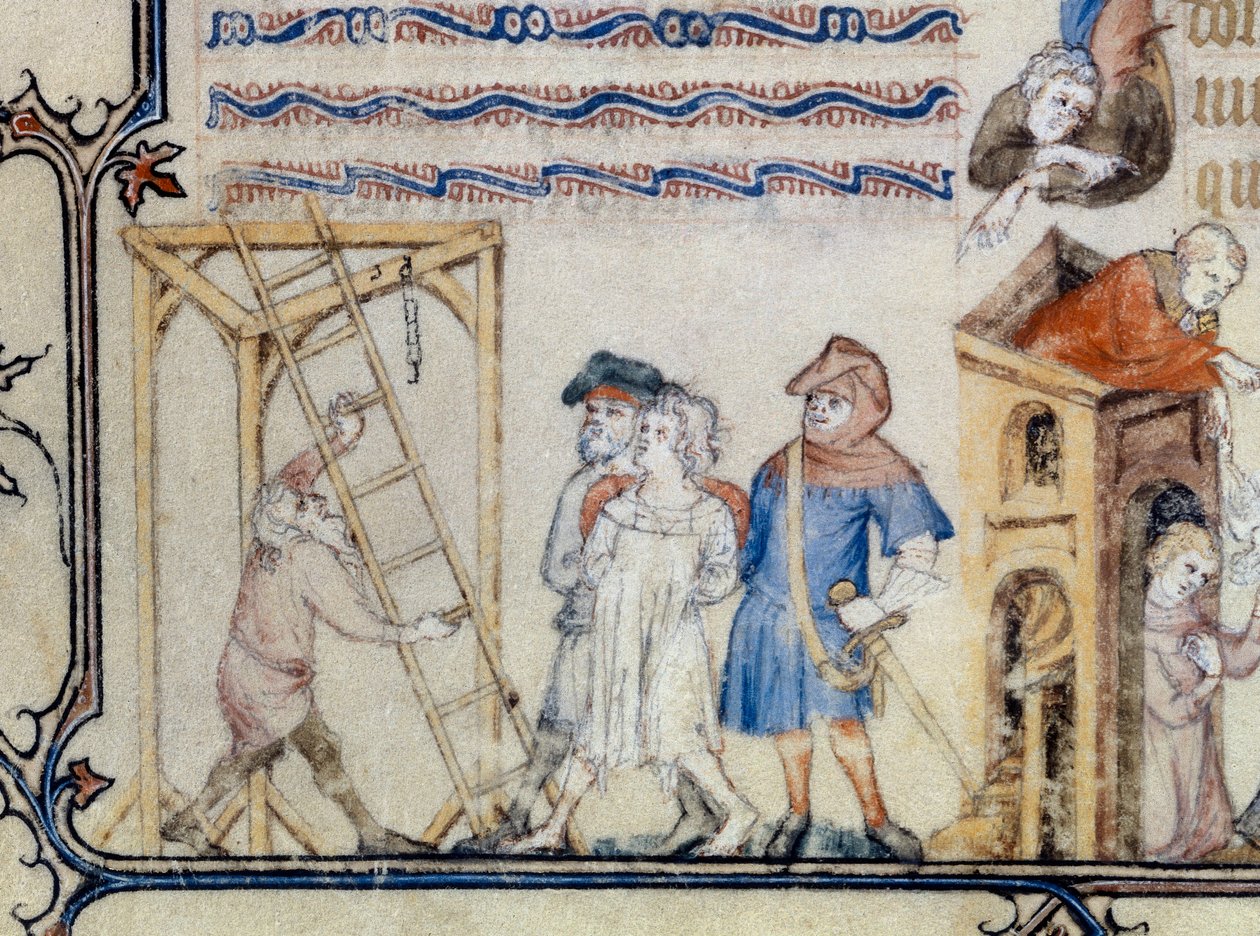 "İdam edilenlerin türküsü". François de Moncorbier dit Villon'un (1431/1432-1463) şiirini gösteren minyatür. 15. yüzyıl (minyatür) by Unknown artist