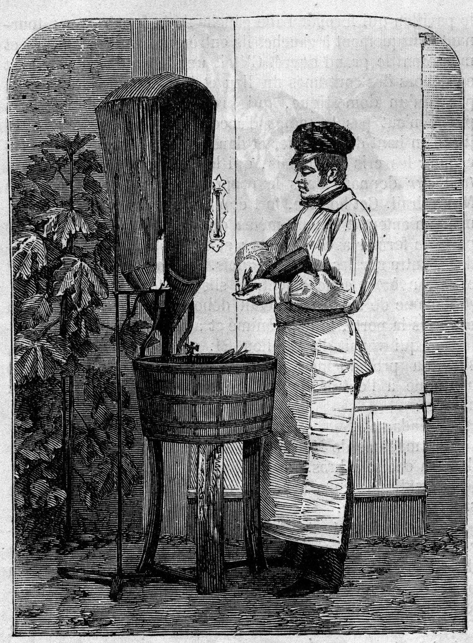 Şampanya şarabının şişelenmesi. 1864