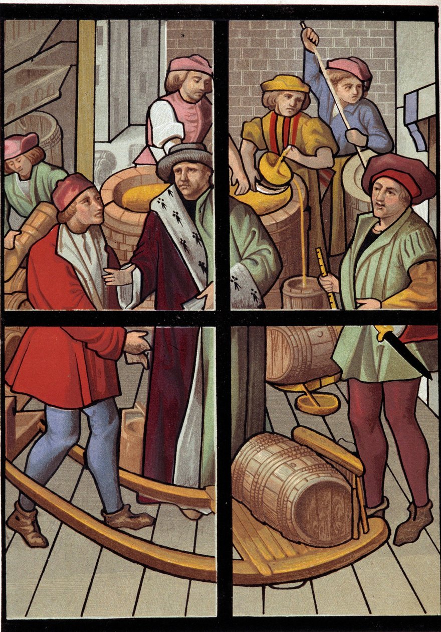 Biracılar. 15. yüzyıldan kalma Tournai katedralinin vitray penceresinden litografi. 19. yüzyıl. Paris, dekoratif sanatlar by Unknown artist