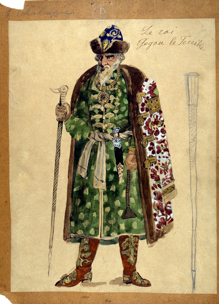 Alexander Borodine (1833 - 1887) tarafından “Prens Igor” operasında kralın karakteri. by Unknown artist