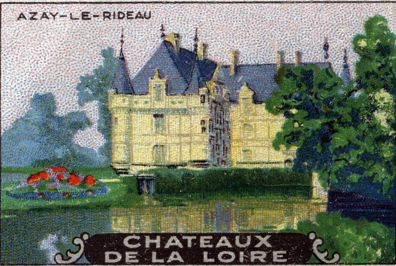 Loire Şatoları: Azay-le-Rideau Şatosu , 20. yüzyılın başları (kromo) by Unknown Artist