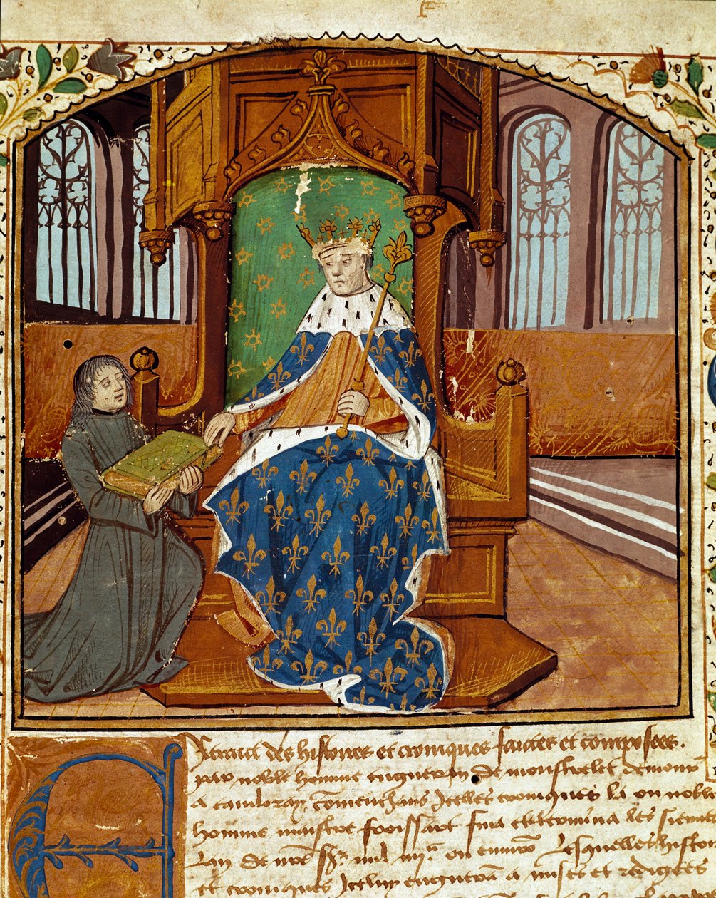 Köşe yazarı Enguerrand de Monstrelet (1400-1453) kitabını Kral VII. by Unknown artist