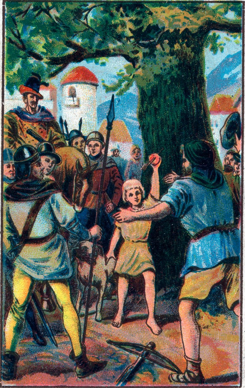 Tatar yayı. Guillaume Tell (William Tell) (İsviçre bağımsızlığının efsanevi kahramanları). 19. yüzyılın sonlarında kromolitografi. by Unknown artist