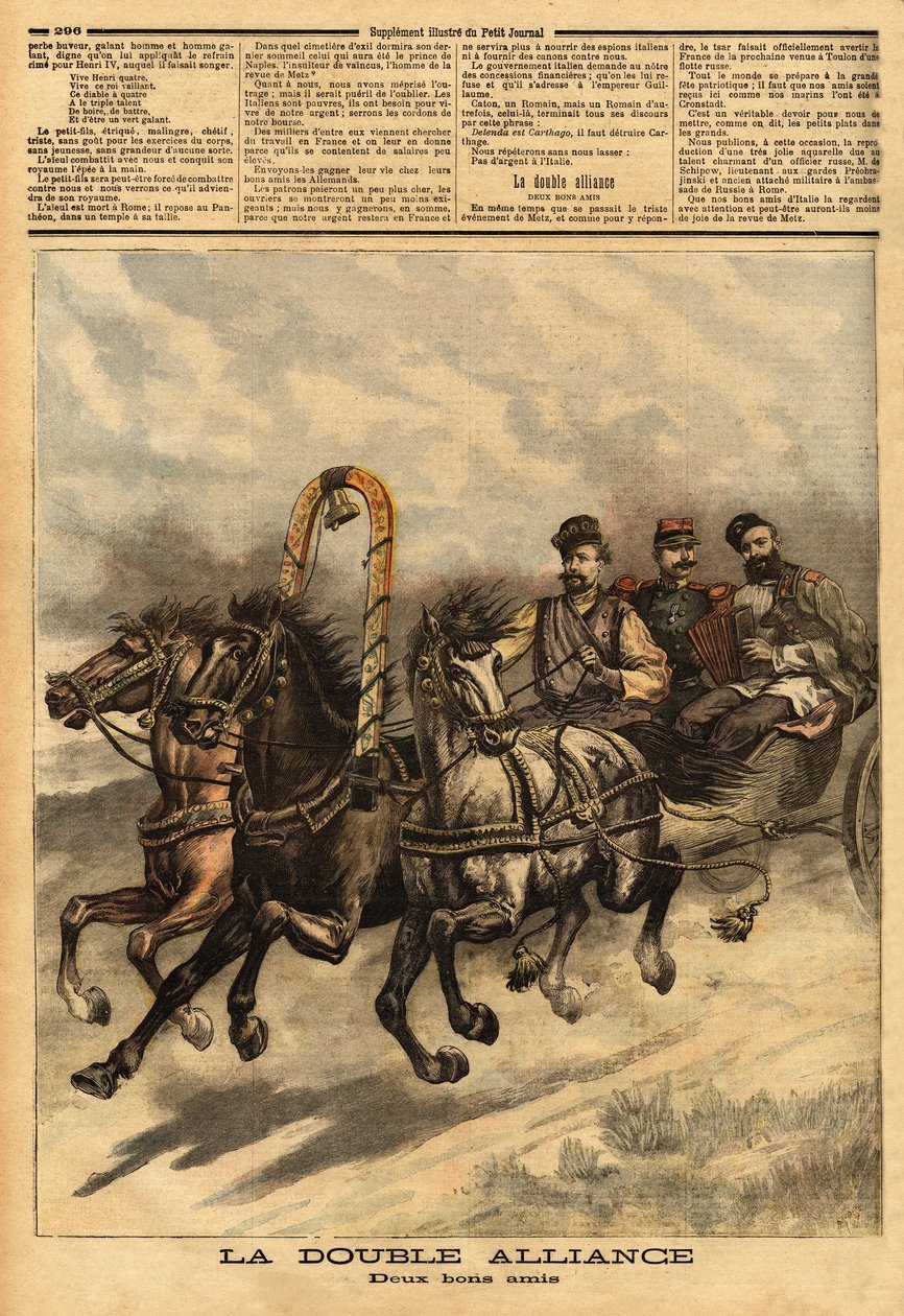 Alexander III (1815-1894) ve Fransa arasındaki çifte ittifak. “Le petit Journal”da gravür” 16/10/1893. Selva'nın koleksiyonu. by Unknown artist