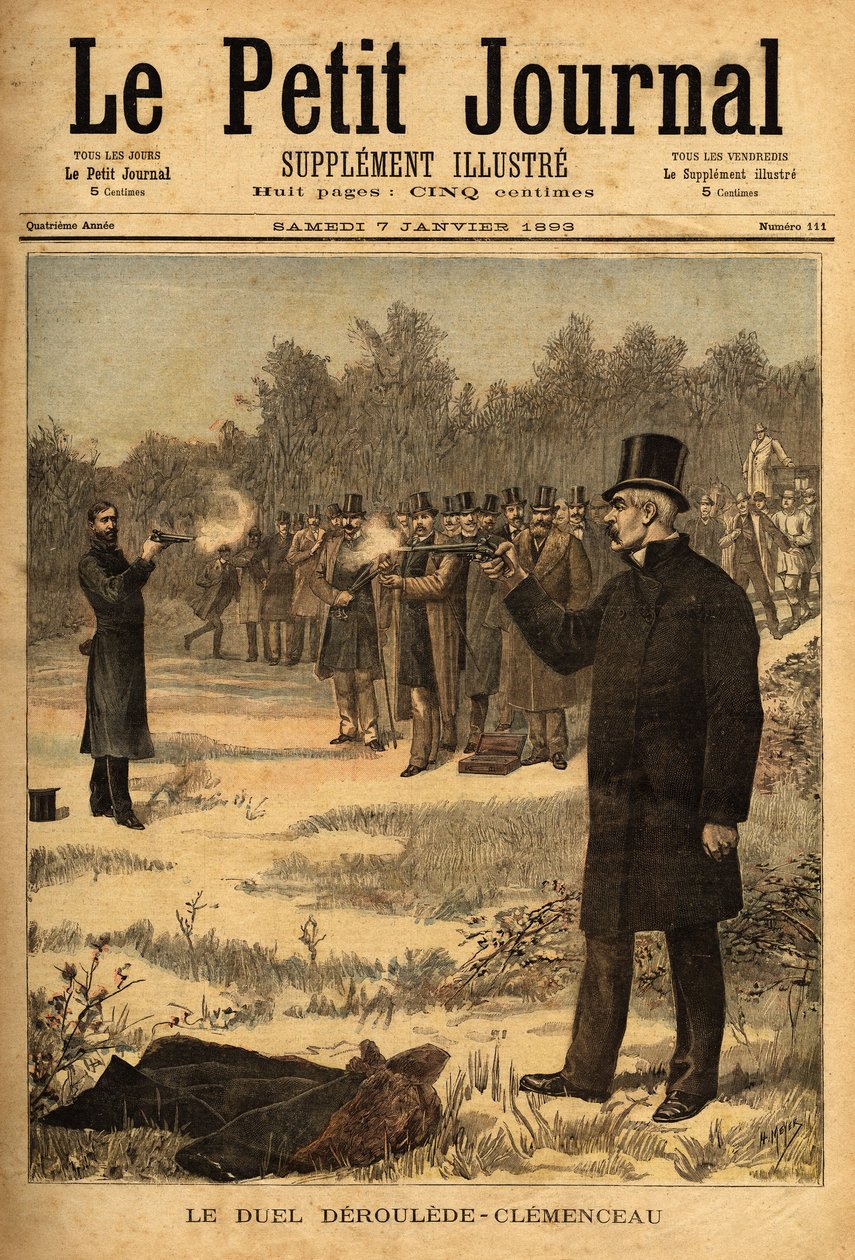 Milletvekilleri Paul Deroulede (1846-1914) ve Georges Clemenceau (1841-1929) arasındaki tabancalı düello (1626