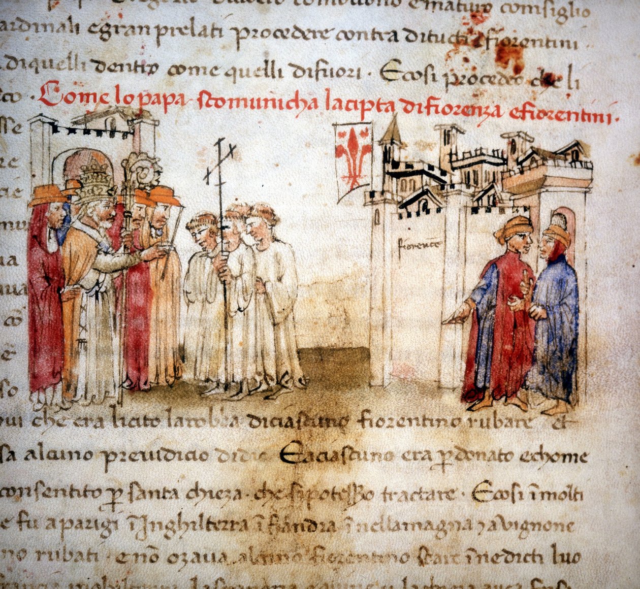 1375'te Floransa ve Floransalılar aforoz edildi - 1400 dolaylarında “” Croniche del Sercambi” de. by Unknown artist