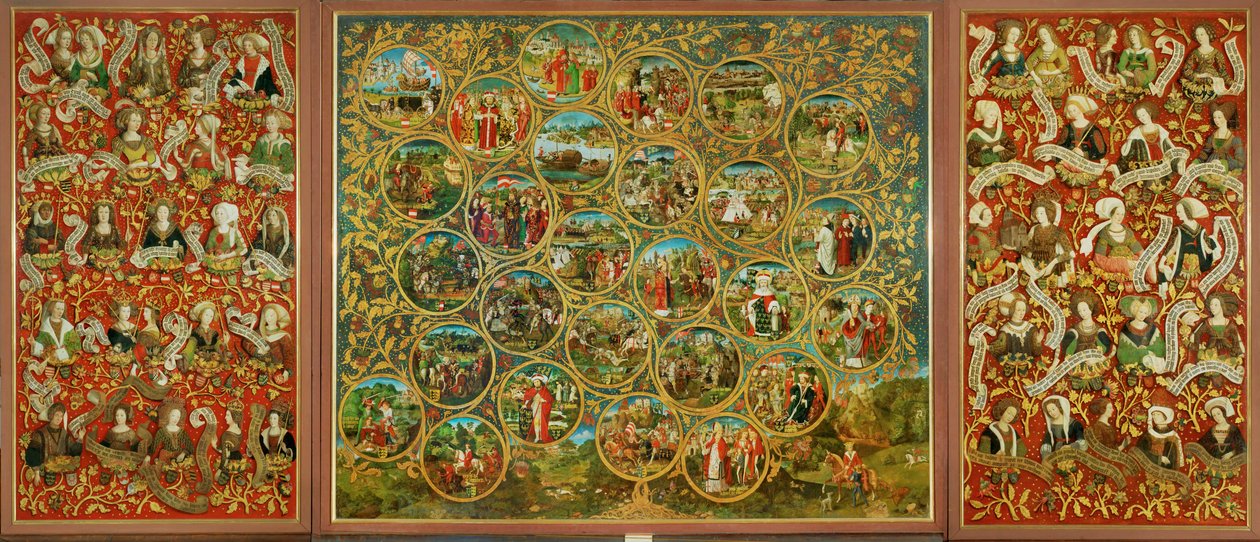 "Ostarrichi "nin ilk hükümdarları olan Babenberg Margrave ve Düklerinin soy ağacı by Unknown Artist