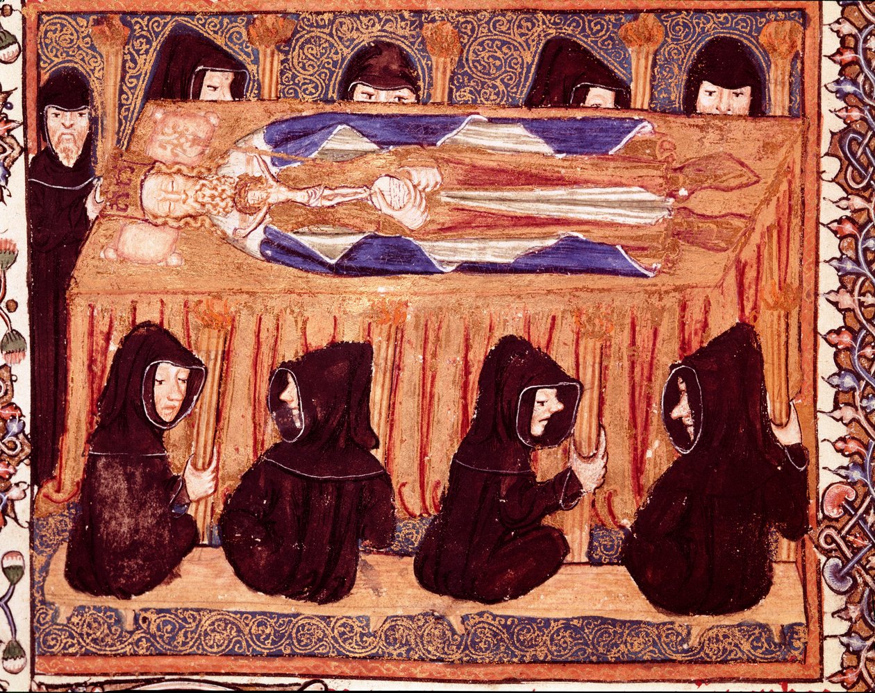 Minyatür bir kralın cenazesi “” Liber regalis”” 14. yüzyıl Pamplona, Navarre arşivinden by Unknown artist