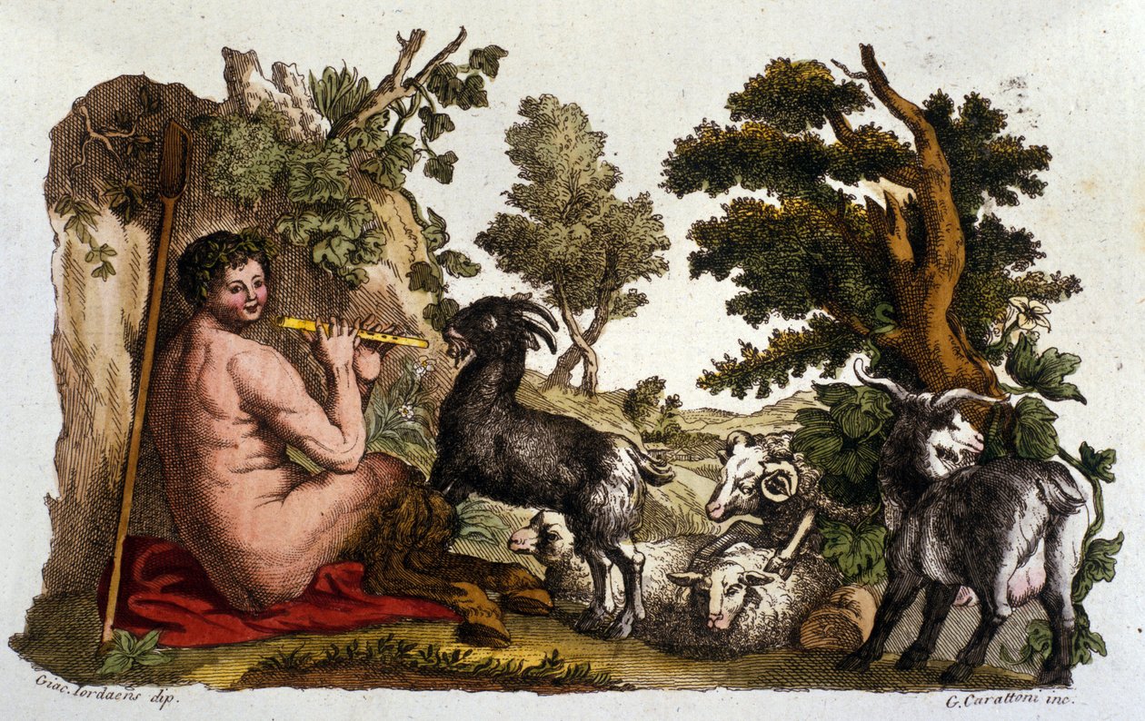 Tanrı Pan. “” Dizionario mitologico””dan gravür”” 19. yüzyıl by Unknown artist