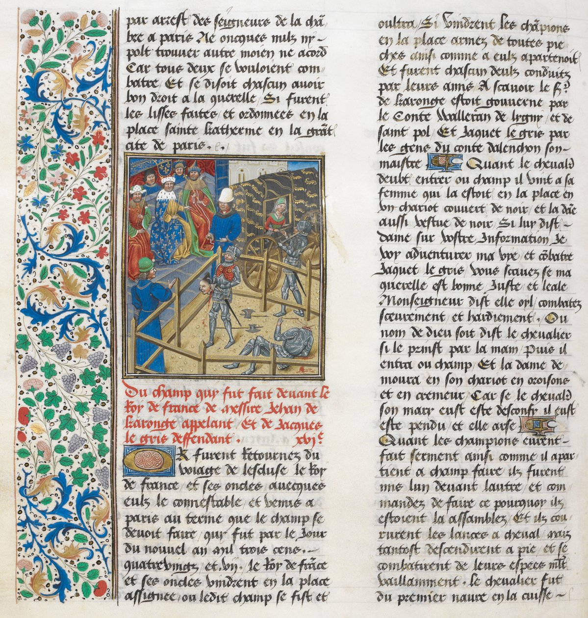 Jacques le Gris ve Jean de Carrouges'un adli mücadelesi. çiçek sınır by Unknown artist