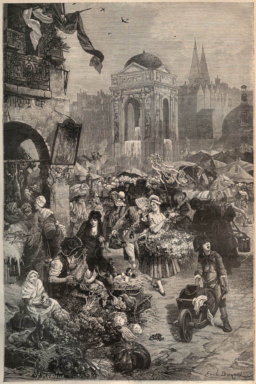 Masumların yürüyüşü ve çeşmesi, 18. yüzyılda Paris - 19. yüzyılın gravürü by Unknown artist