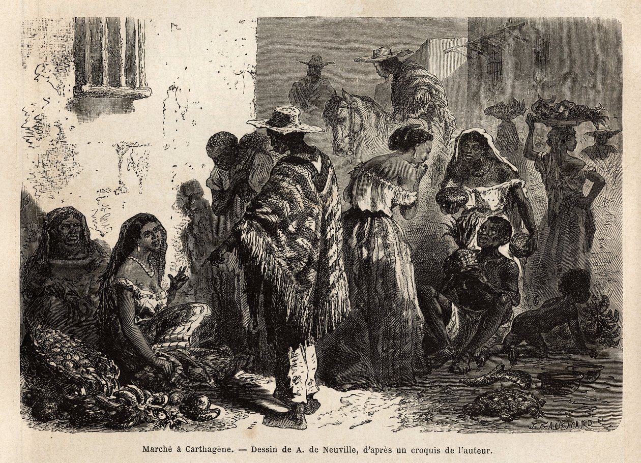 Cartagena (Kolombiya), şehrin banliyölerinde, çoğunlukla siyahlar, metisler ve Kızılderililerin uğrak yeri. 1869
