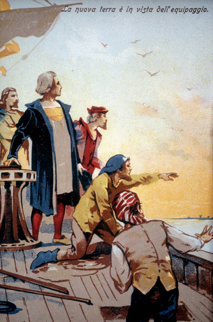 Kristof Kolomb'un mürettebatından önceki yeni dünya (1492). by Unknown artist