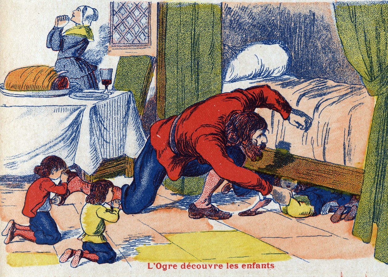 Dev çocukları keşfeder. Fransız yazar Charles Perrault