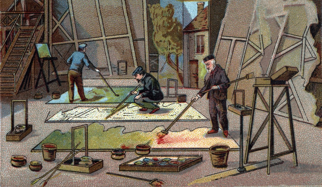 Tiyatroların ressam dekoratörü. 19. yüzyılın sonlarında kromolitografi by Unknown artist