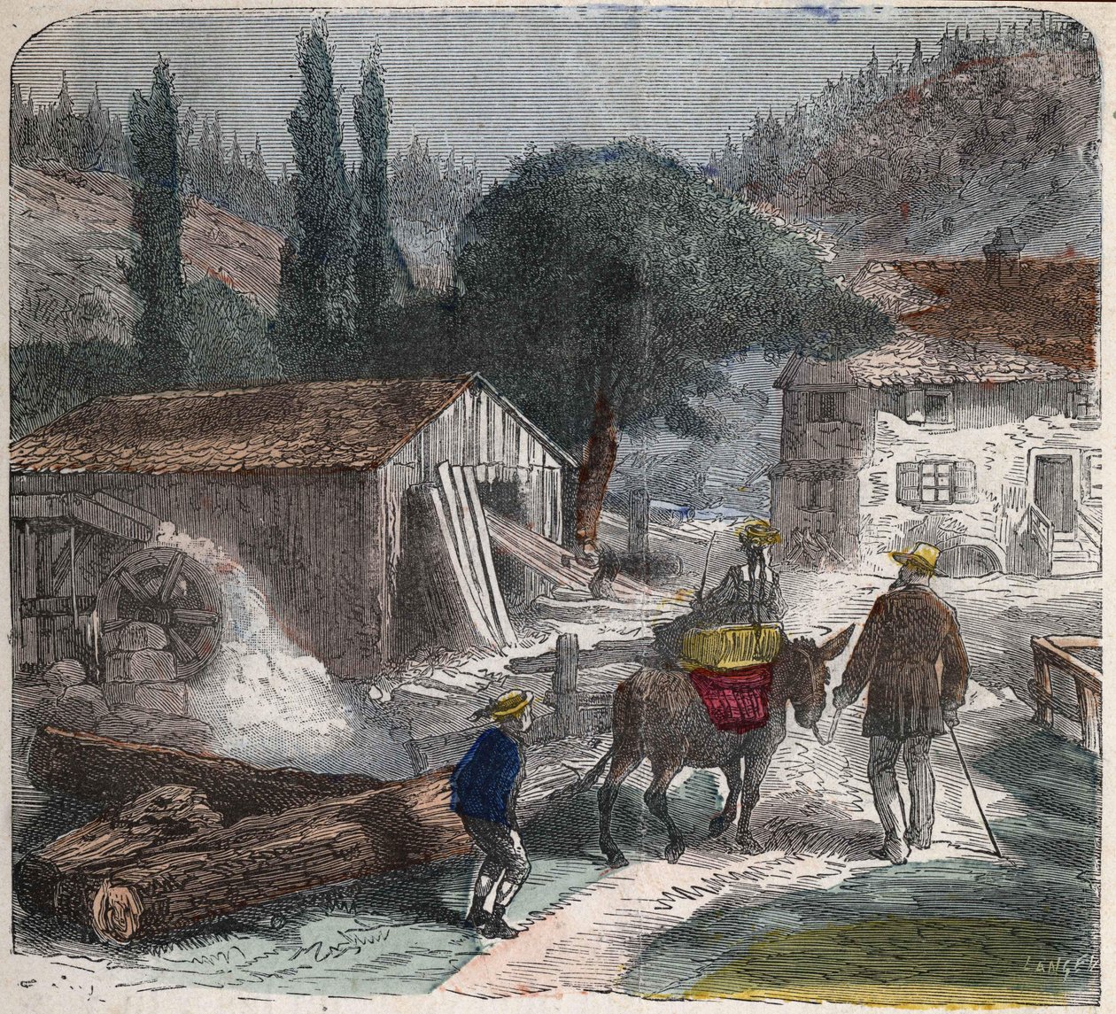 kereste fabrikası. 19. yüzyıl illüstrasyonu. Bianchetti koleksiyonu. by Unknown artist