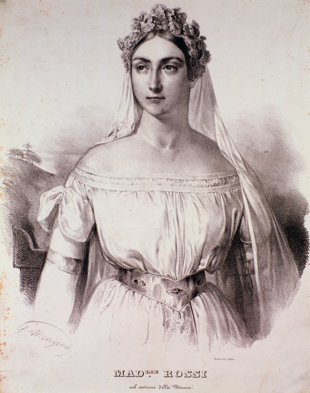 La Norma operasında şarkıcı Matmazel Rossi by Unknown artist