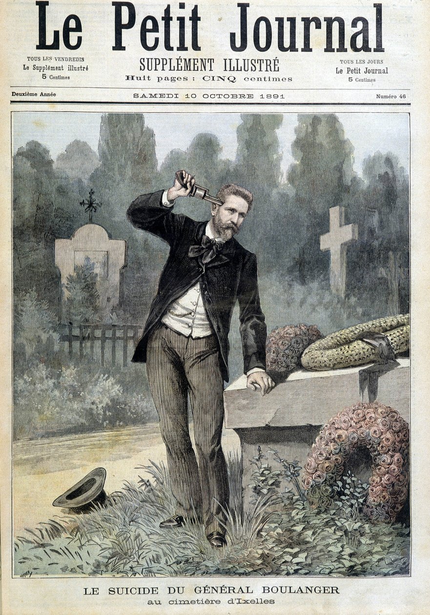 General Boulanger'ın Ixelles mezarlığındaki intiharı - 10/10/1891 tarihli "Le Petit Journal" da (gravür) by Unknown artist