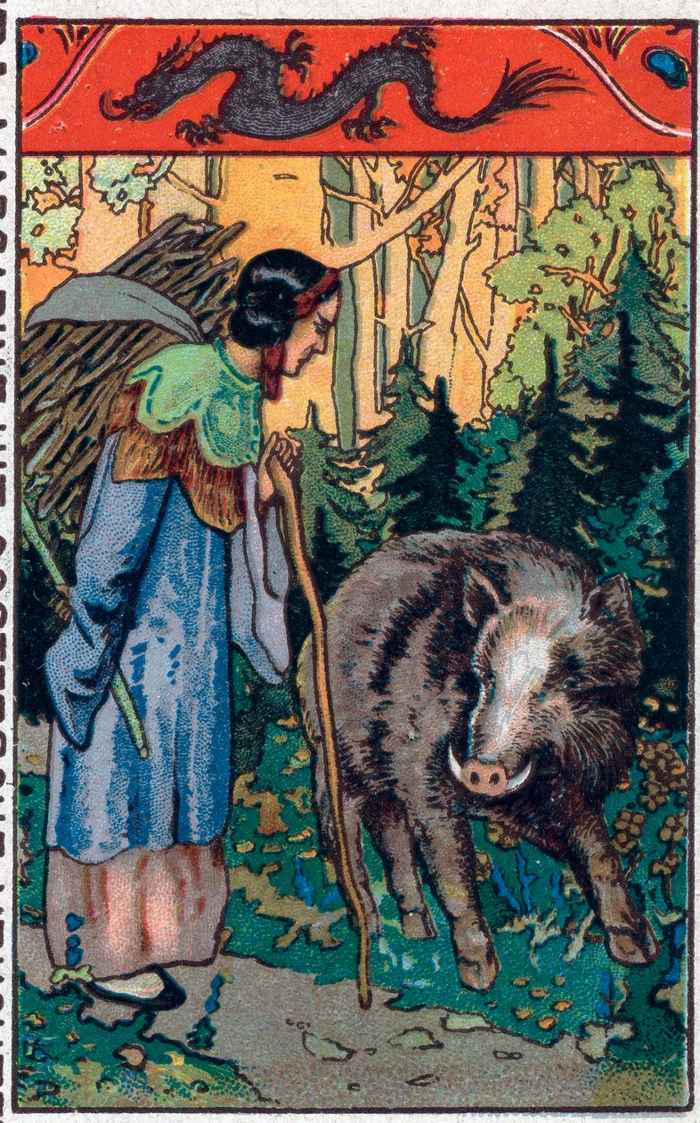 Korkunç domuz. Çin masalı. 19. yüzyılın sonundan itibaren kromolitografi. by Unknown artist