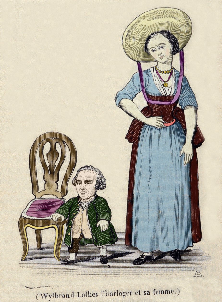 Saatçi Wylbrand Lolkes eşiyle birlikte. 19. yüzyıl gravürü. by Unknown artist