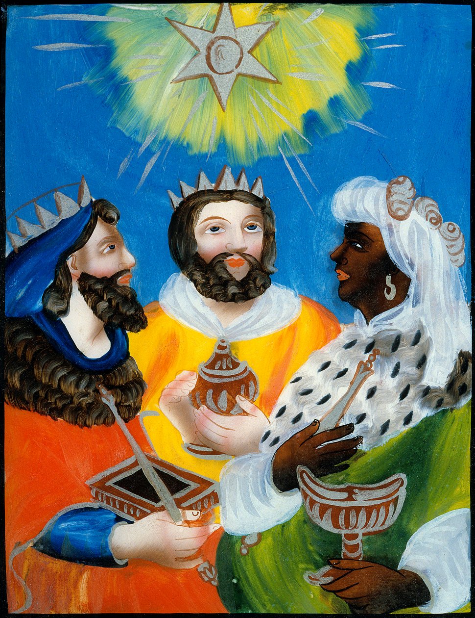 Bilge adamlar Balthazar, Melchior, Gaspard Glass tablosu veya anonim sabit. 19. yüzyıl. Paris. Popüler Sanatlar ve Gelenekler Müzesi by Unknown artist