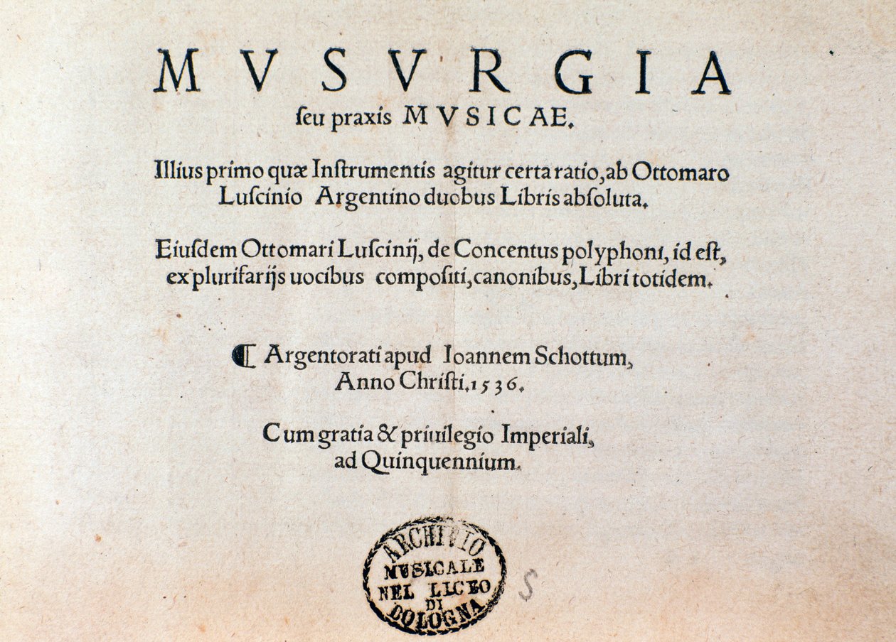 Musurgia pratik müzik kılavuzunun başlık sayfası (1536) by Unknown artist