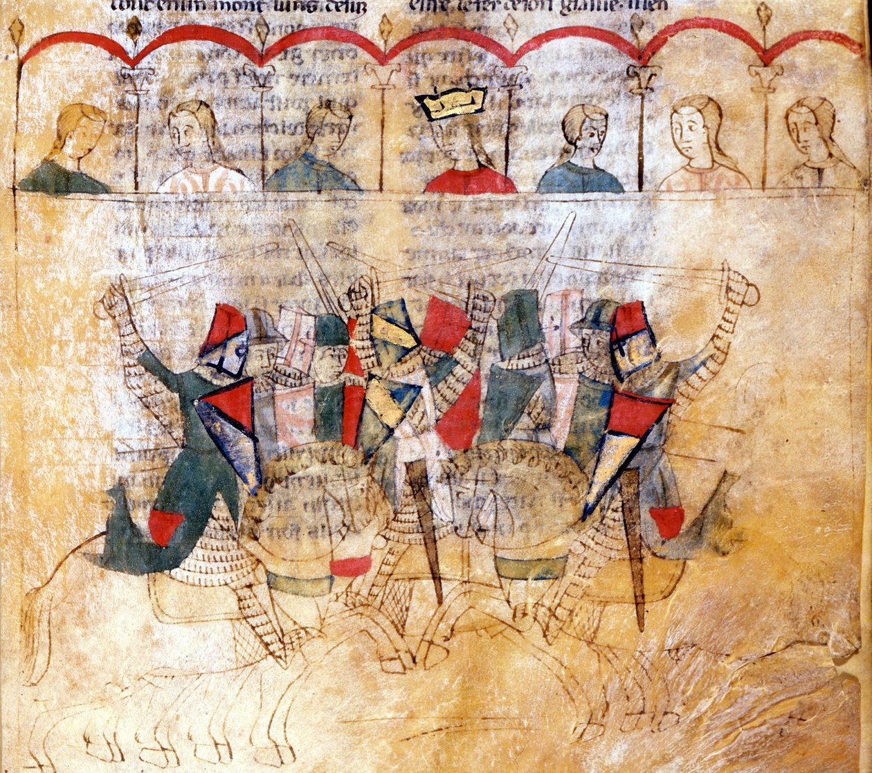 13. yüzyıl “Lancelot du Lac” yazmasından sonraki turnuva sahnesi. Biblioteca Nazionale Marciana Venedik. by Unknown artist