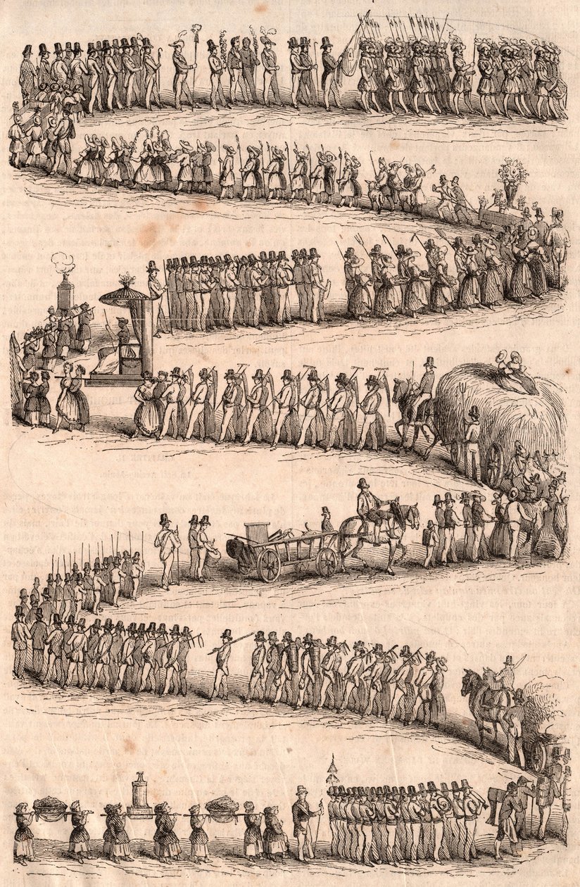 İsviçre'nin Vevey kentinde bağ yetiştiricilerinin festivali sırasında geleneksel alayı by Unknown