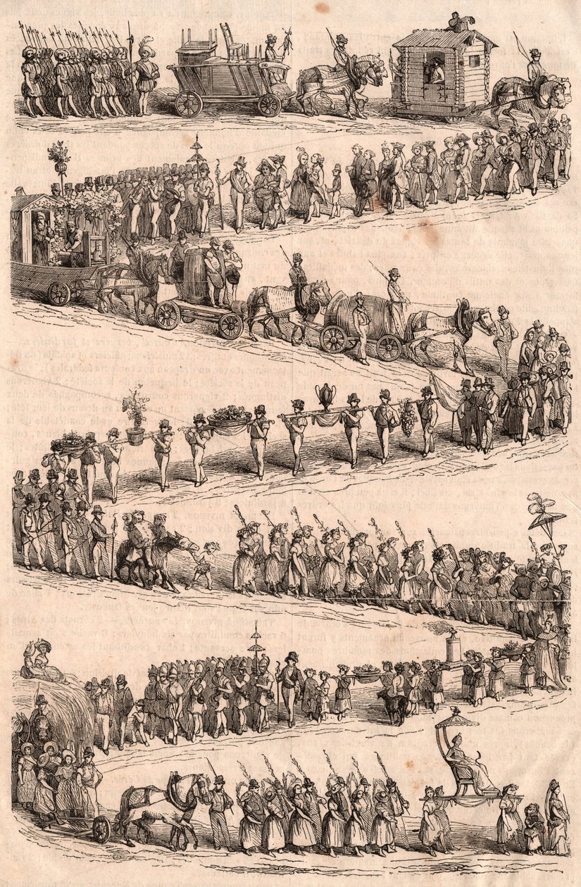 İsviçre'nin Vevey kentinde bağ yetiştiricilerinin festivali sırasında geleneksel alayı by Unknown