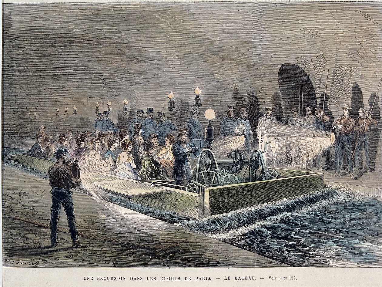 İkinci İmparatorluk Döneminde Paris'in Dönüşümleri, Haussmann Paris. Paris'in Egouts'unda bir gezi (Haussmann eserleri) - gravür, 19. yüzyıl sonu by Unknown artist