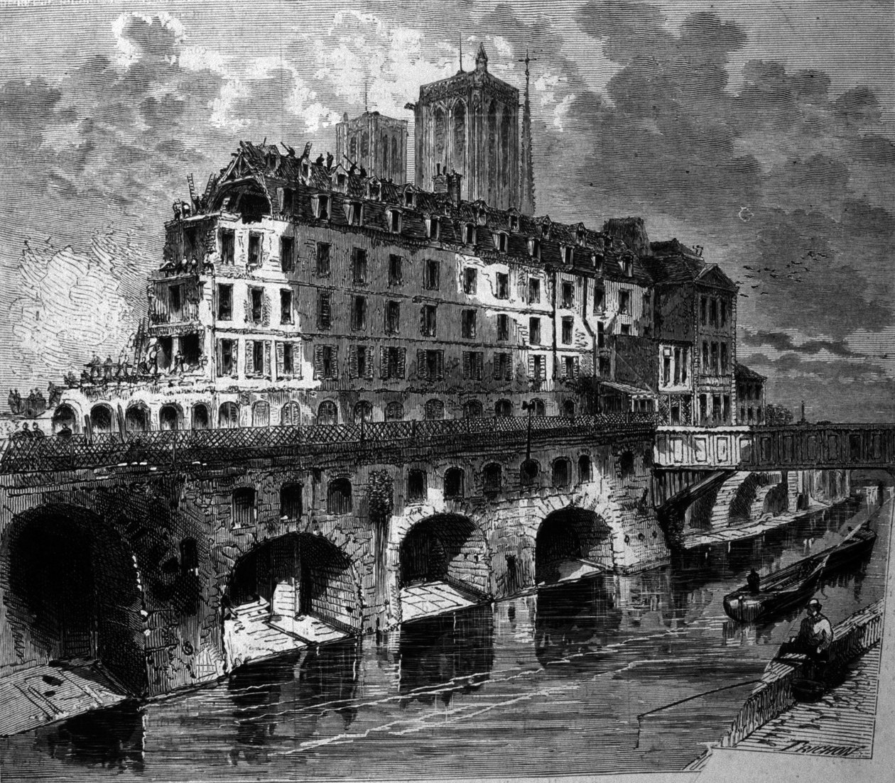 İkinci İmparatorluk Döneminde Paris'in Dönüşümleri, Haussmann Works: Eski Hotel Dieu'nun Yıkımı. by Unknown artist
