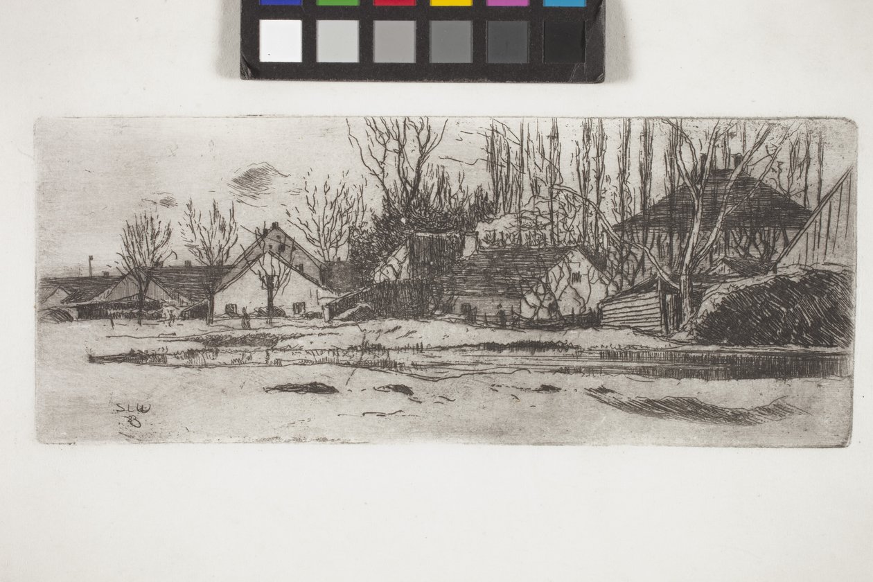Kavak Yolu Olan Köy Önünde Havuz (Aşındırma) by Unknown artist