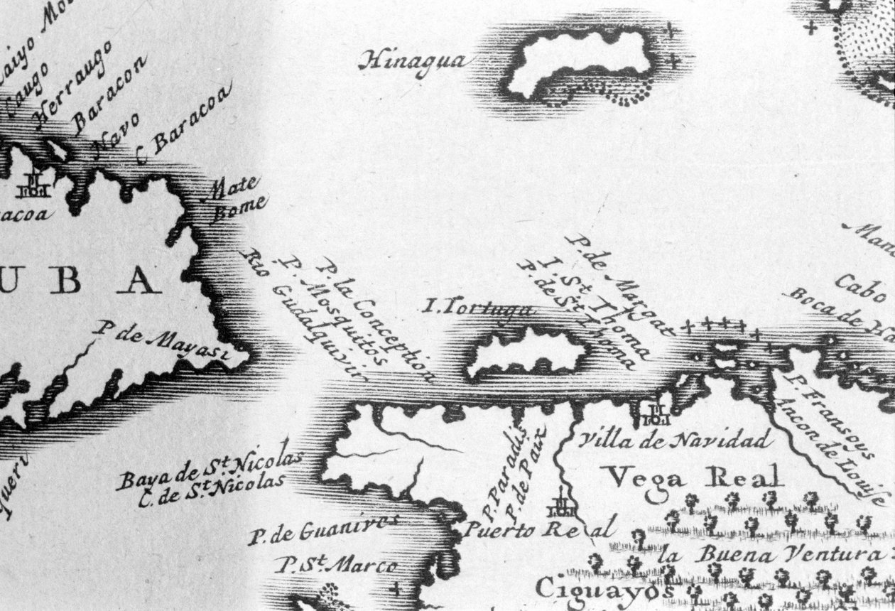 Pierre Vandier tarafından 17. yüzyıldan kalma bir haritadan Kaplumbağa Adası ve Santo Domingo. by Unknown artist
