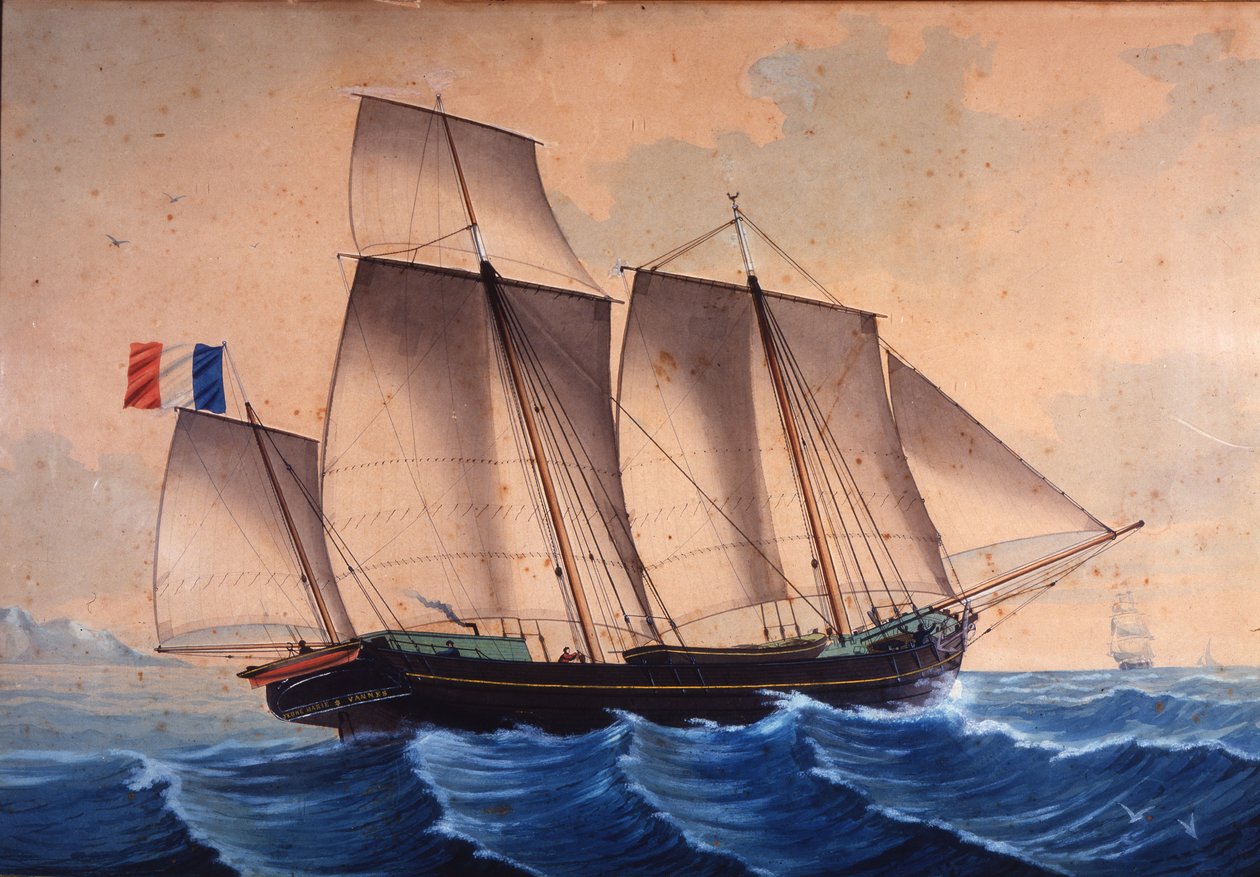 Lugger veya gelgit avcısı (chasse-maree) “”Jeune Marie - Vannes”” by Unknown artist