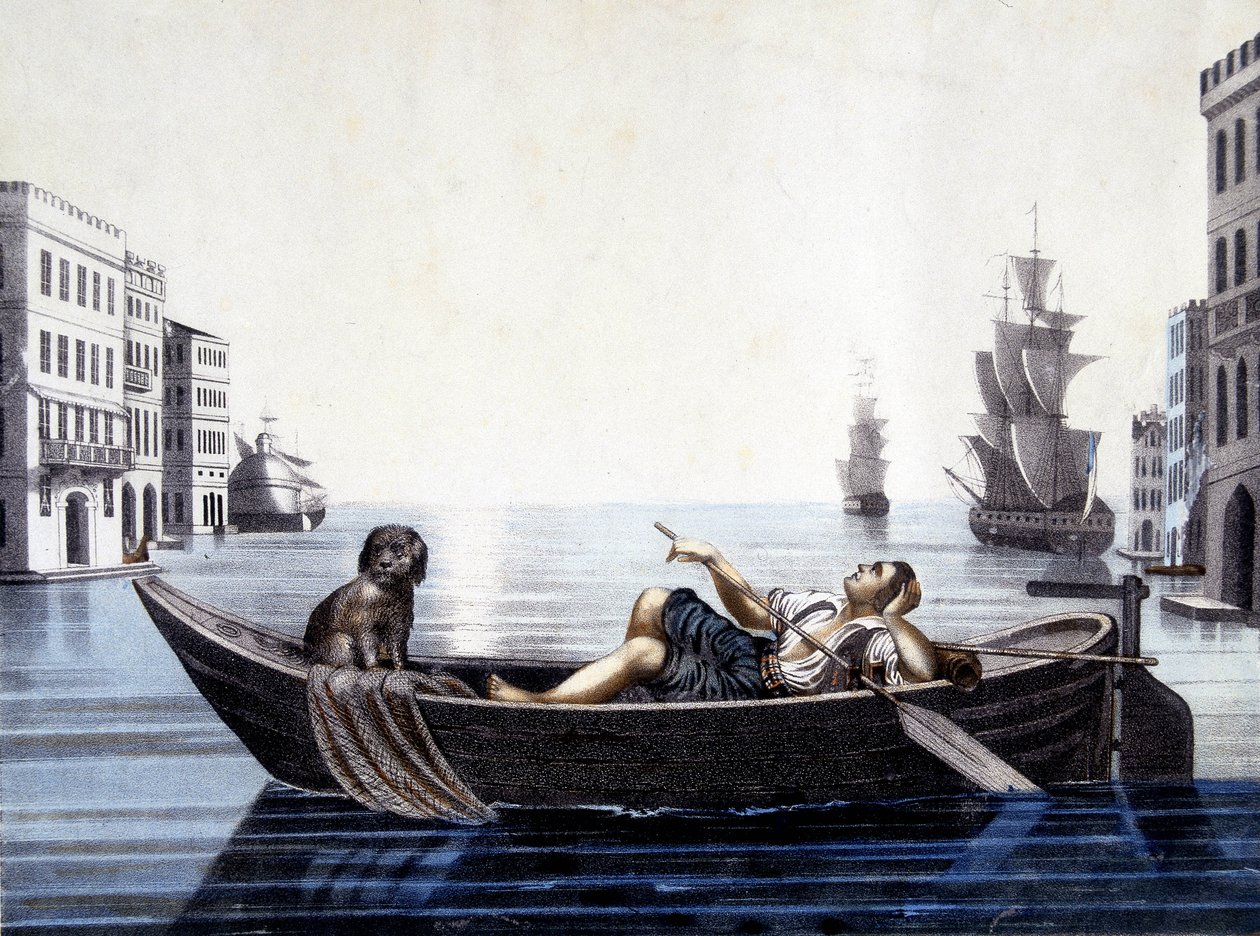 Venedik, sabah. 19. yüzyıl gravürü. by Unknown artist