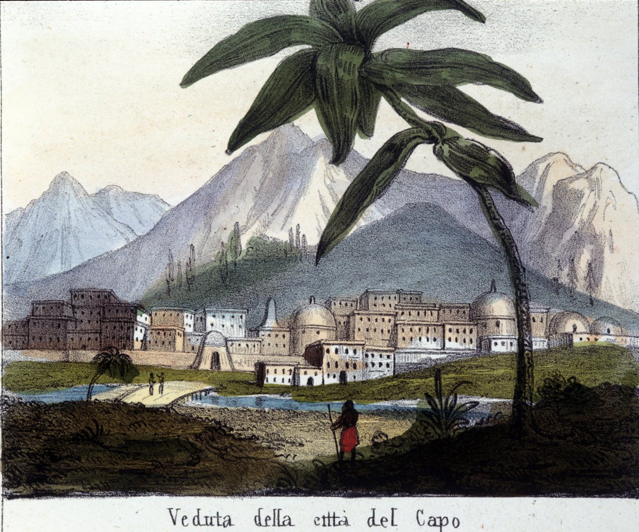 İngiliz kontrolü sırasında Cape Town veya Cape Town manzarası, Güney Afrika. 1820 by Unknown artist