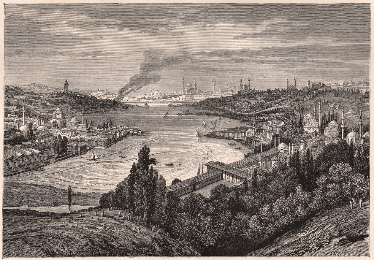 XIX yüzyılda Konstantinopolis, şimdi İstanbul ve Haliç manzarası by Unknown